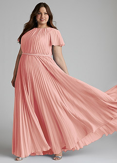 Azazie Kara Bescheidene Brautjungfernkleider A-Linie Plissee Chiffon Bodenlänge Kleid image10