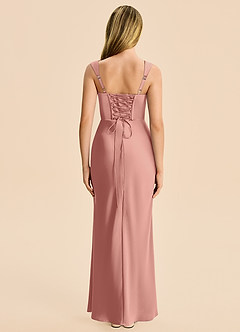 Azazie Agustina Junior Rosette Sheath Pleated Stretch Satin Dress image2