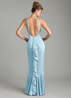 Azazie Tamera Bridesmaid Dresses Sky Blue Mermaid Pleated Stretch Satin Dress image1
