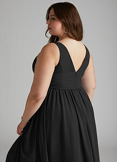 Azazie Yetta Maternity Bridesmaid Dresses A-Line V-Neck Gathered Chiffon Floor-Length Dress image12