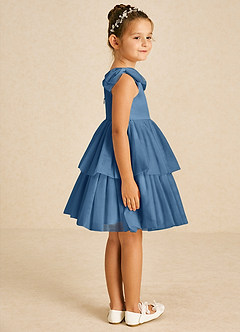 Azazie Vanellope Robe Demoiselle D'honneur Fillette Robe Trapèze en Tulle Arc Violet Crépusculaire image4