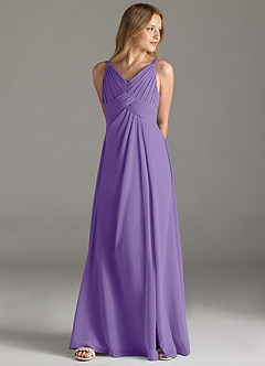Azazie Maren Allure Junior Tahiti A-Line Lace Chiffon Dress image3