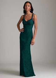 Azazie Corina Brudtärnklänningar Klä av Sjöjungfru i Blommig Utbrändhet Rynkad Tallgrön image5