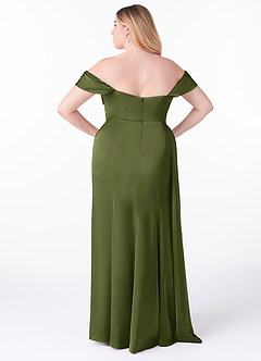 Azazie Amyra Bridesmaid Dresses Olive Sheath Off the Shoulder Stretch Satin Convertible Dress image11