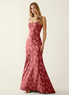 Serapheagn Vintage Rose Embossed Clipped Jacquard Prom Dress image3