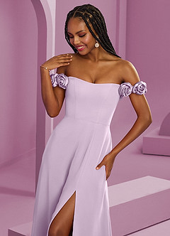 Barbie ♥ Azazie Bridesmaid Dresses Frosted Lilac A-Line Off the Shoulder Chiffon Convertible Dress image4