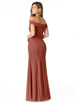 Azazie Lecia Bridesmaid Dresses Auburn Empire Off-The-Shoulder Pleated Chiffon Convertible Dress image4