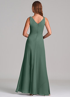 Azazie Nerine Brudtärnklänningar Klä av A-Linje i Chiffong Plisserad Havsmossa image5