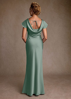 Azazie Shelby 신부의 어머니 드레스 인어 주름진 스트레치 새틴 플로어 길이 드레스 image2