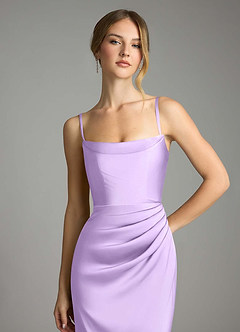 Azazie Leonis Bridesmaid Dresses Lilac Mermaid Pleated Stretch Satin Convertible Dress image3
