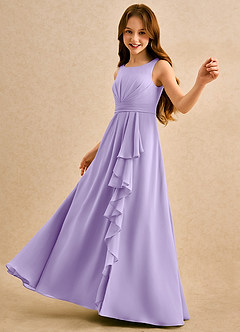 Azazie Chibi Girls Formal Abiti da Ragazza di Fiori Abito A-Line in Chiffon Plissettato Lilla image5