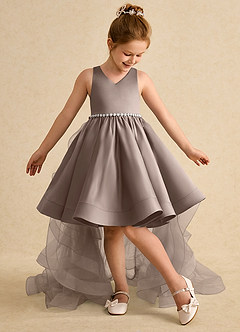 Azazie Julietta Robe Demoiselle D'honneur Fillette Robe Princesse en Tulle Convertible Taupe image5