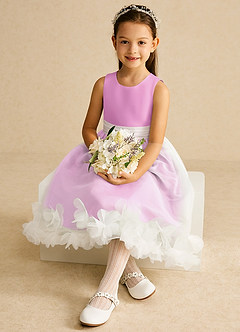 Azazie Stardust Flower Girl Dresses Candy Pink A-Line Sleeveless Organza Dress image2