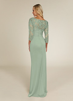 Azazie Alisondra Mother of the Bride Dresses Dusty Sage Sheath Scoop Lace Lace Dress image4