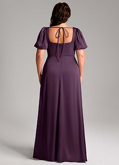 Azazie Fyona Vestidos de damas de honor Vestido de Ciruela de Satén Elástico de Corte en A con Plisado image9