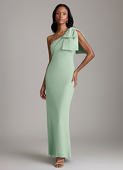 Azazie Yuanna Bridesmaid Dresses Agave Mermaid One Shoulder Chiffon Dress image1