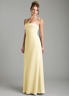 Azazie Ellia Bridesmaid Dresses Lemon Sorbet A-Line Bow Chiffon Dress image3