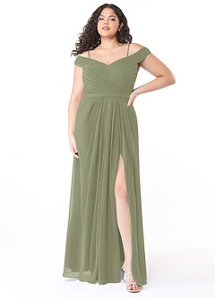 Azazie Audrianna Bridesmaid Dresses Pistachio A-Line Off-The-Shoulder Gathered Chiffon Convertible Dress image7