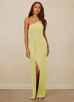 Christian Siriano Bridal for Azazie 1003 Robes de demoiselle d'honneur Robe Fourreau en Mousseline de soie Ue épaule Sorbet Citron image1
