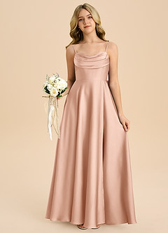 Azazie Bear Junior Rose Gold A-Line Sweetheart Neckline Stretch Satin Dress image7