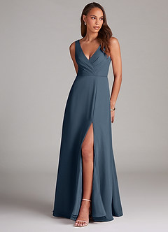 Azazie Nelly Bridesmaid Dresses Neptune A-Line Pleated Chiffon Dress image1