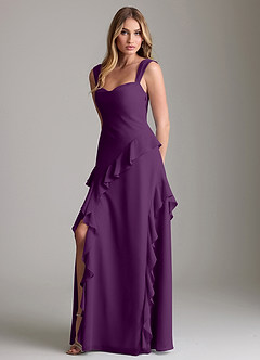 Azazie Sloane Bridesmaid Dresses Grape A-Line Sweetheart Neckline Chiffon Dress image1
