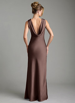 Azazie Aussie Bridesmaid Dresses Ganache Sheath Pleated Stretch Satin Dress image2