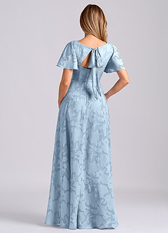 Azazie Kimber 신부 들러리 드레스 A라인 포켓이 있는 플로럴 번아웃 바닥 길이 드레스 image8