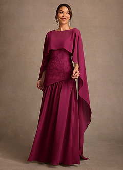 Azazie Flossie Mother of the Bride Dresses Burgundy A-Line Pleated Chiffon Dress image3