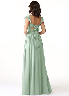 Azazie Lissa Bridesmaid Dresses Agave A-Line Lace Chiffon Dress image5