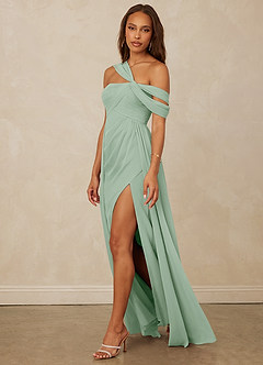 Christian Siriano Bridal for Azazie 1014 Bridesmaid Dresses Agave A-Line Off the Shoulder Chiffon Dress image8