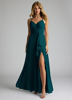 Azazie Akita Bridesmaid Dresses Pine A-Line Chiffon Dress image3