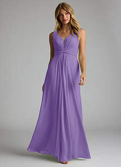 Azazie Gina Bridesmaid Dresses Tahiti A-Line V-Neck Pleated Chiffon Dress image1