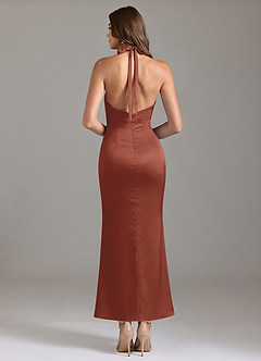 Azazie Valerie Bridesmaid Dresses Auburn Mermaid Pleated Stretch Satin Dress image2