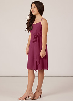 Azazie Doll Junior A-Linie Schleifen Chiffon Kleid Amethyst image3