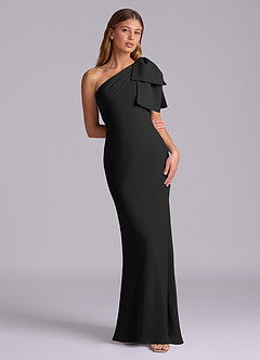 Azazie Yuanna Bridesmaid Dresses Black Mermaid One Shoulder Chiffon Dress image3