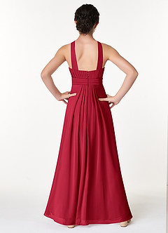 Azazie Anthea Junior Scarlet Pleated Chiffon Dress image2