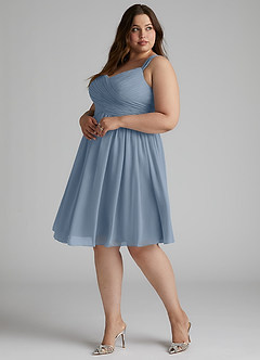 Azazie Angie Bridesmaid Dresses Dusty Blue A-Line Corset Chiffon Dress image13