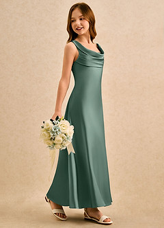 Azazie Raspberry Girls Formal Flower Girl Klänningar Klä A-Line i Stretch Satin Plisserad image3