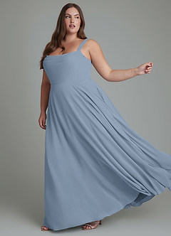 Azazie Shaude Bridesmaid Dresses Dusty Blue A-Line Pleated Chiffon Dress image10