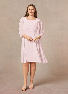 Azazie Shirley Mother of the Bride Dresses A-Line Scoop Pleated Chiffon Knee-Length Dress image6