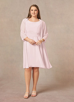 Azazie Shirley Mother of the Bride Dresses Blushing Pink A-Line Scoop Pleated Chiffon Dress image8