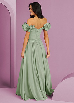 Barbie ♥ Azazie Vestidos de damas de honor Vestido de Salvia Polvorienta de Gasa de Corte en A Convertible con Vestidos sin tirantes image14