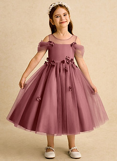 Azazie Juni Jurken voor bloemenmeisjes Baljurk Jurk van Tule Geplooid Amethist image1