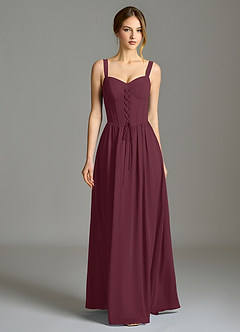 Azazie Porscha 신부 들러리 드레스 A라인 스윗하트 네크라인 쉬폰 바닥 길이 드레스 image4