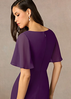 Azazie Rain Mother of the Bride Dresses Grape Sheath Beaded Chiffon Dress image5