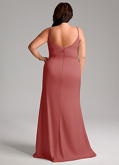 Azazie Deandra Bridesmaid Dresses Antique Rose Mermaid Pleated Stretch Satin Dress image8