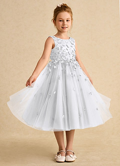 Azazie Lana Flower Girl Dresses White A-Line Sleeveless Matte Satin Dress image5