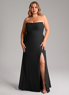Azazie Saige At-home Try On Dresses Black A-Line Off the Shoulder Chiffon Convertible Dress image16