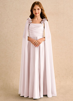 Azazie Rosita Girls Formal Blumenmädchenkleider A-Linie Plissee Matte Satin Kleid Zartrosa image5